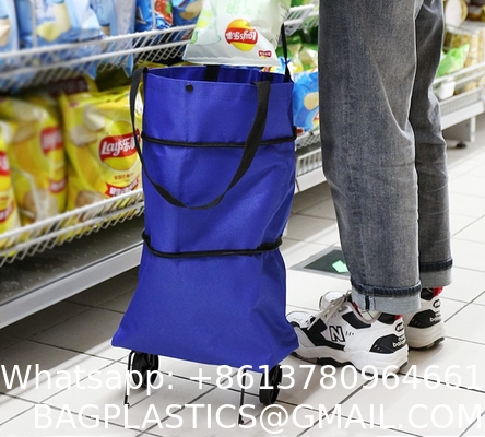 Laundry Utility Big Capacity Grocery Shopping Cart Lightweight Folding Waterproof Insulated Shopping Trolley