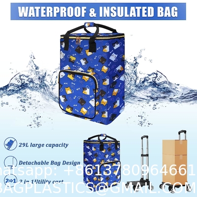 Laundry Utility Big Capacity Grocery Shopping Cart Lightweight Folding Waterproof Insulated Shopping Trolley