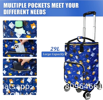 Laundry Utility Big Capacity Grocery Shopping Cart Lightweight Folding Waterproof Insulated Shopping Trolley