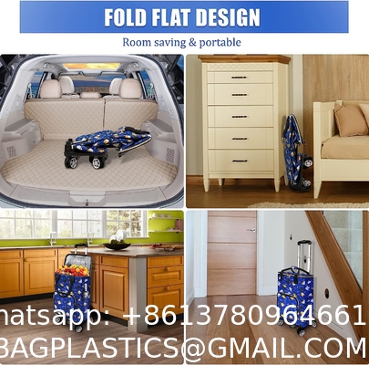 Laundry Utility Big Capacity Grocery Shopping Cart Lightweight Folding Waterproof Insulated Shopping Trolley