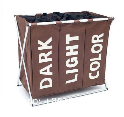Foldable Clothing Bag Collapsible Extra Large Washing Dirty Clothes Laundry Basket Hamper 3 Compartments