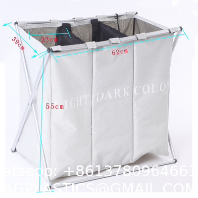Foldable Clothing Bag Collapsible Extra Large Washing Dirty Clothes Laundry Basket Hamper 3 Compartments