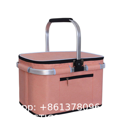 Wholesale Outdoor Portable Insulated Cooler Lunch Bags Storage Box Camping Portable Picnic Basket With Lid