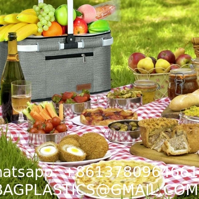Wholesale Outdoor Portable Insulated Cooler Lunch Bags Storage Box Camping Portable Picnic Basket With Lid