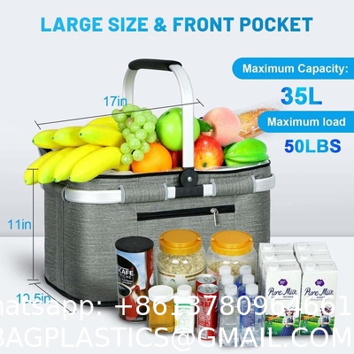 Wholesale Outdoor Portable Insulated Cooler Lunch Bags Storage Box Camping Portable Picnic Basket With Lid