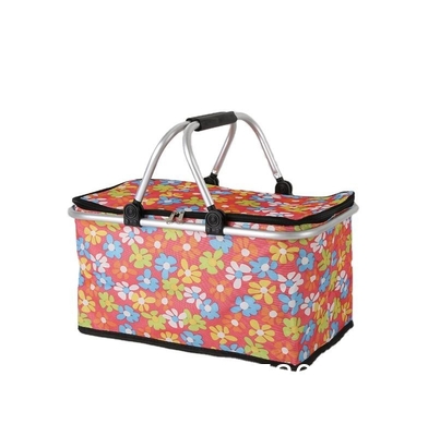 35L Large Picnic Basket Shopping Travel Camping Grocery Bags 2 Layers of Internal Pockets Leak-Proof and Insulated