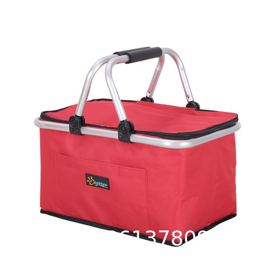 35L Large Picnic Basket Shopping Travel Camping Grocery Bags 2 Layers of Internal Pockets Leak-Proof and Insulated