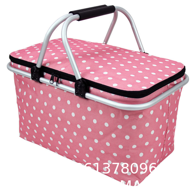 35L Large Picnic Basket Shopping Travel Camping Grocery Bags 2 Layers of Internal Pockets Leak-Proof and Insulated