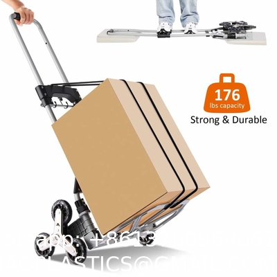 Folding Hand Truck Dolly, 264 Lb Capacity Heavy-Duty Luggage Trolley Cart Telescoping Handle and PP+EVA Wheels