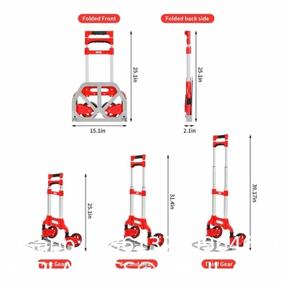Folding Hand Truck Dolly, 264 Lb Capacity Heavy-Duty Luggage Trolley Cart Telescoping Handle and PP+EVA Wheels