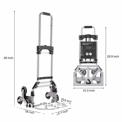 Folding Hand Truck Dolly, 264 Lb Capacity Heavy-Duty Luggage Trolley Cart Telescoping Handle and PP+EVA Wheels