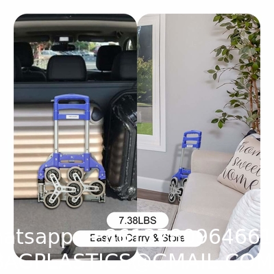 Folding Hand Truck Dolly, 264 Lb Capacity Heavy-Duty Luggage Trolley Cart Telescoping Handle and PP+EVA Wheels