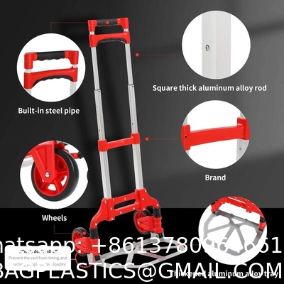 Folding Hand Truck Dolly, 264 Lb Capacity Heavy-Duty Luggage Trolley Cart Telescoping Handle and PP+EVA Wheels