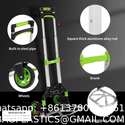 Folding Hand Truck Dolly, 264 Lb Capacity Heavy-Duty Luggage Trolley Cart Telescoping Handle and PP+EVA Wheels