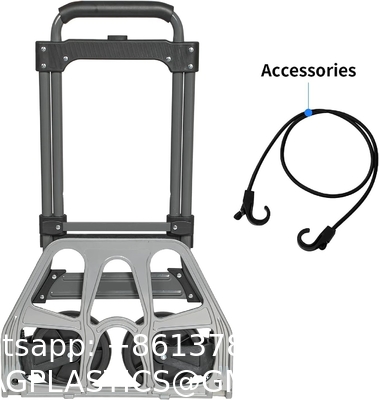 Folding Hand Truck Dolly, 264 Lb Capacity Heavy-Duty Luggage Trolley Cart Telescoping Handle and PP+EVA Wheels