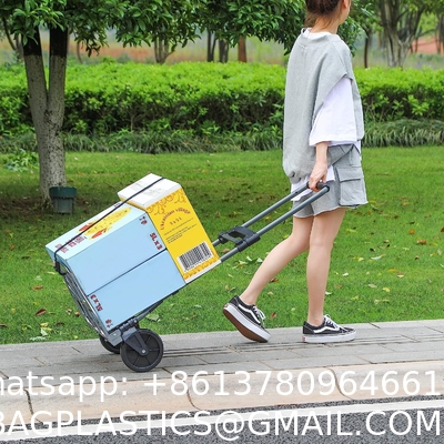 Folding Hand Truck Dolly, 264 Lb Capacity Heavy-Duty Luggage Trolley Cart Telescoping Handle and PP+EVA Wheels