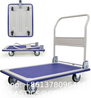 Folding Steel Trolley Platform Handtruck Brake Heavy Industrial Flatbed Truck Logistics Warehouse Handling