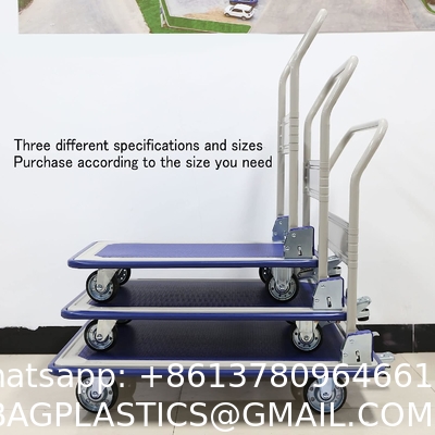 Folding Steel Trolley Platform Handtruck Brake Heavy Industrial Flatbed Truck Logistics Warehouse Handling