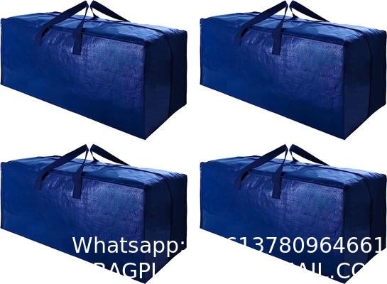 Heavy Duty Extra Large Moving Bags W/Backpack Straps - Strong Handles & Zippers, Storage Totes For Space Saving