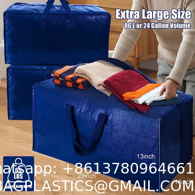 Heavy Duty Extra Large Moving Bags W/Backpack Straps - Strong Handles & Zippers, Storage Totes For Space Saving