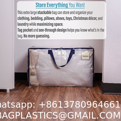 Heavy Duty Extra Large Moving Bags W/Backpack Straps - Strong Handles & Zippers, Storage Totes For Space Saving