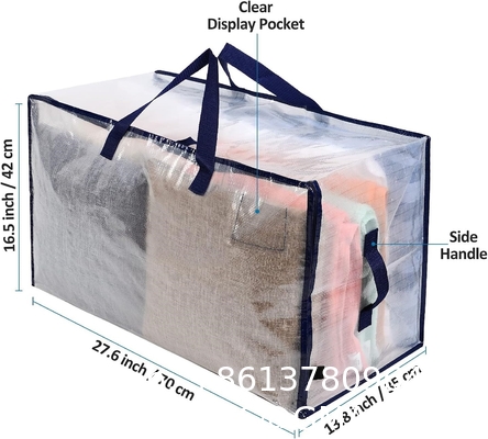 Heavy Duty Extra Large Moving Bags W/Backpack Straps - Strong Handles & Zippers, Storage Totes For Space Saving
