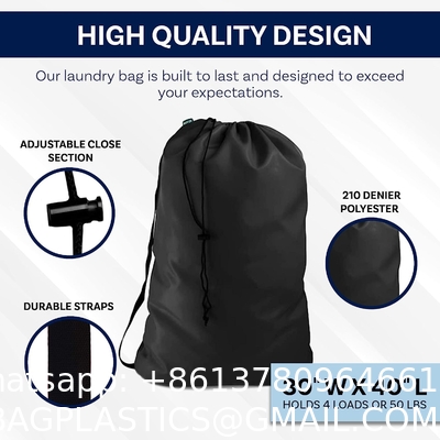 Drawstring Closure Sacks, Heavy Duty Laundry Bag Shoulder Strap, Tear Resistant Polyester Utility Bag Holds
