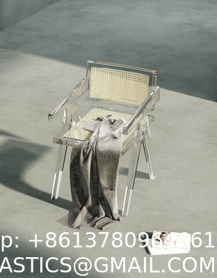 Modern Acrylic Stacking Kitchen Dining Room Arm Chair In Clear Fully Assembled Chair Transparent Plastic Dining