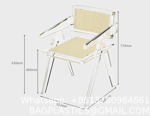 Modern Acrylic Stacking Kitchen Dining Room Arm Chair In Clear Fully Assembled Chair Transparent Plastic Dining