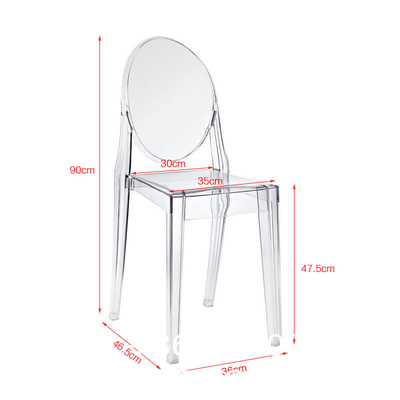 Clear Transparent Banquet Ghost Chair Armless Stacking Accent Chair with Oval Back Acrylic, Invisible Plastic