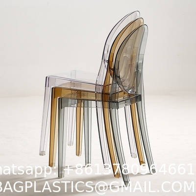 Clear Transparent Banquet Ghost Chair Armless Stacking Accent Chair with Oval Back Acrylic, Invisible Plastic