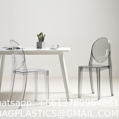 Clear Transparent Banquet Ghost Chair Armless Stacking Accent Chair with Oval Back Acrylic, Invisible Plastic
