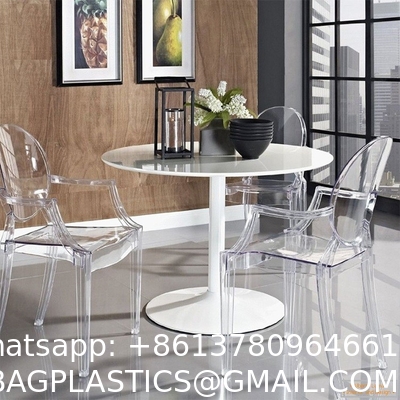 Clear Transparent Banquet Ghost Chair Armless Stacking Accent Chair with Oval Back Acrylic, Invisible Plastic