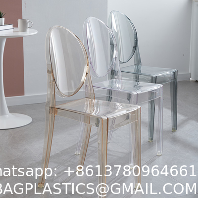 Clear Transparent Banquet Ghost Chair Armless Stacking Accent Chair with Oval Back Acrylic, Invisible Plastic