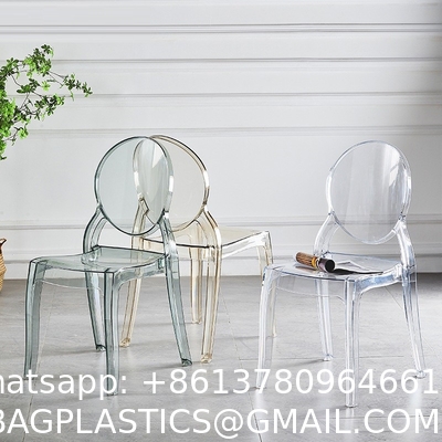 Clear Transparent Banquet Ghost Chair Armless Stacking Accent Chair with Oval Back Acrylic, Invisible Plastic