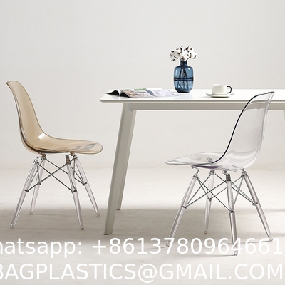 Clear Chair, Armless Acrylic Desk Chair with Golden Feet Swivel Molded Plastic Shell Chair Adjustable