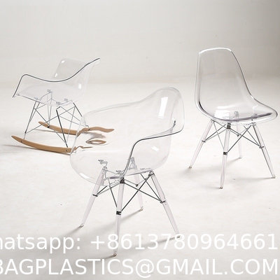 Clear Chair, Armless Acrylic Desk Chair with Golden Feet Swivel Molded Plastic Shell Chair Adjustable