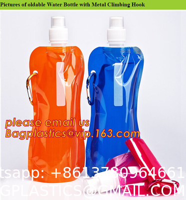 Collapsible Sports Water Bottle 3 Pack, Foldable Leak Proof Travel Bottles for Camping and Hiking, 480 mL Capacity