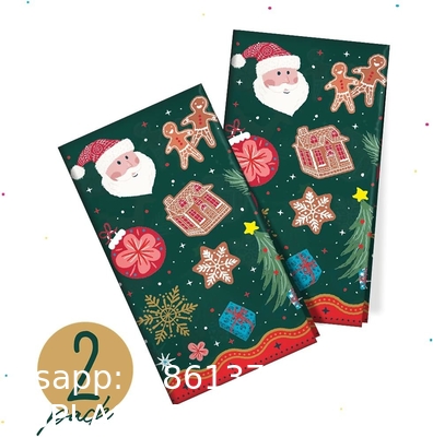 Christmas Tablecloth Plastic Jumbo Disposable Table Cover with Colorful Design Santa Claus Snowflakes