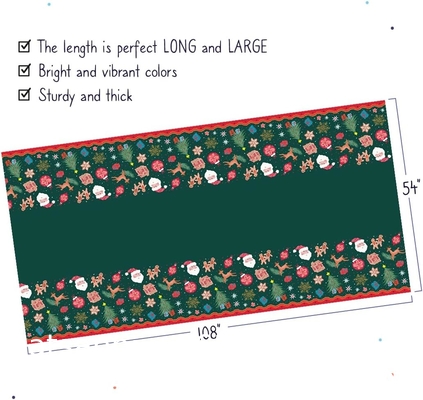 Christmas Tablecloth Plastic Jumbo Disposable Table Cover with Colorful Design Santa Claus Snowflakes