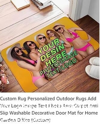 Custom Rug Personalized Add Your Own Logo Image Text Photo Area Carpet Anti Slip Washable Decorative Door Mat