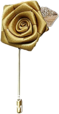 Men's Metalic Gold Flower Lapel Pin/Shirt Stud Brooch Golden, Gentleman's Essentials Premium Handmade Flower Lapel Pin