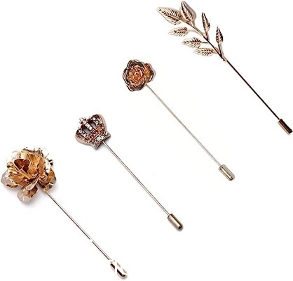 Men's Metalic Gold Flower Lapel Pin/Shirt Stud Brooch Golden, Gentleman's Essentials Premium Handmade Flower Lapel Pin