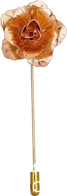 Men's Metalic Gold Flower Lapel Pin/Shirt Stud Brooch Golden, Gentleman's Essentials Premium Handmade Flower Lapel Pin