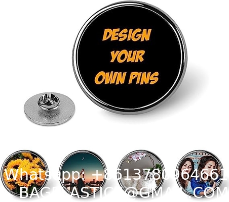 Custom Pins Bulk Personalized Photo Button Pins Design Your Own Picture Text Logo Lapel Pins for Hat Backpack Clothing