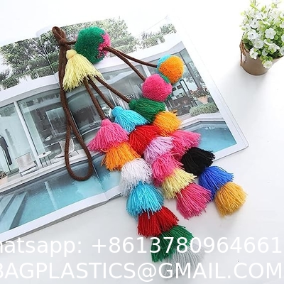 Cute Pom Pom Tassel Boho Purse Charms For Handbags Backpack Keyring Keychain Waist Chain For Women