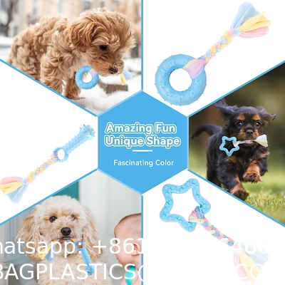 Puppy Toys For Teething Small Dogs Cute Blue Pet Dog Chew Toys For Puppies Soft Rubber Funny Bone Ball Donut Indoor
