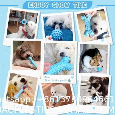 Puppy Toys For Teething Small Dogs Cute Blue Pet Dog Chew Toys For Puppies Soft Rubber Funny Bone Ball Donut Indoor