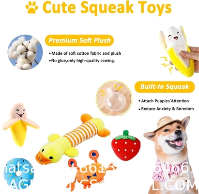 Dog Puppy Toys Pack, Puppy Chew Toys for Fun Teeth Cleaning, Dog Squeak Toys,Treat Dispenser Ball, Tug of War Toy
