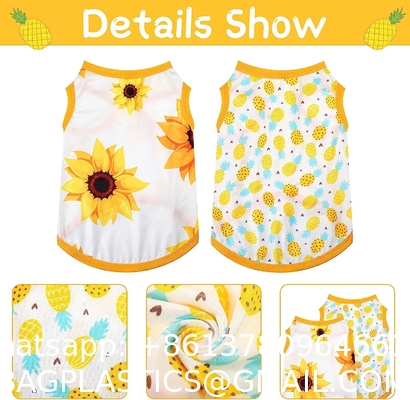 Pet Clothes Set Include Cute Pet Dress Lovely Fruit Dog Dress and 2 Pieces Dog Shirt Breathable Pet T-Shirt Pup